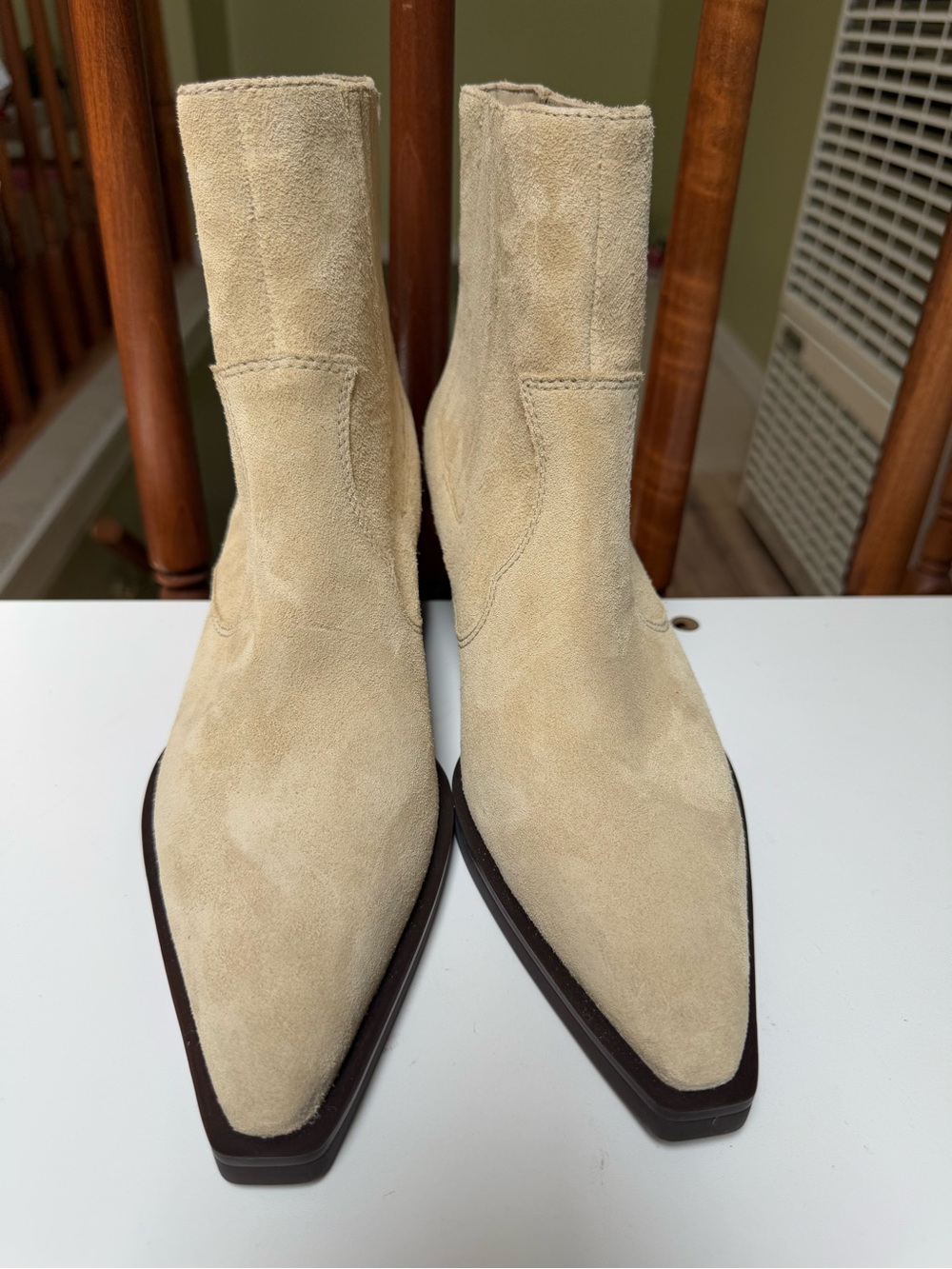 rag & bone Beige Suede Pointed Ankle Booties - Picture 6 of 10